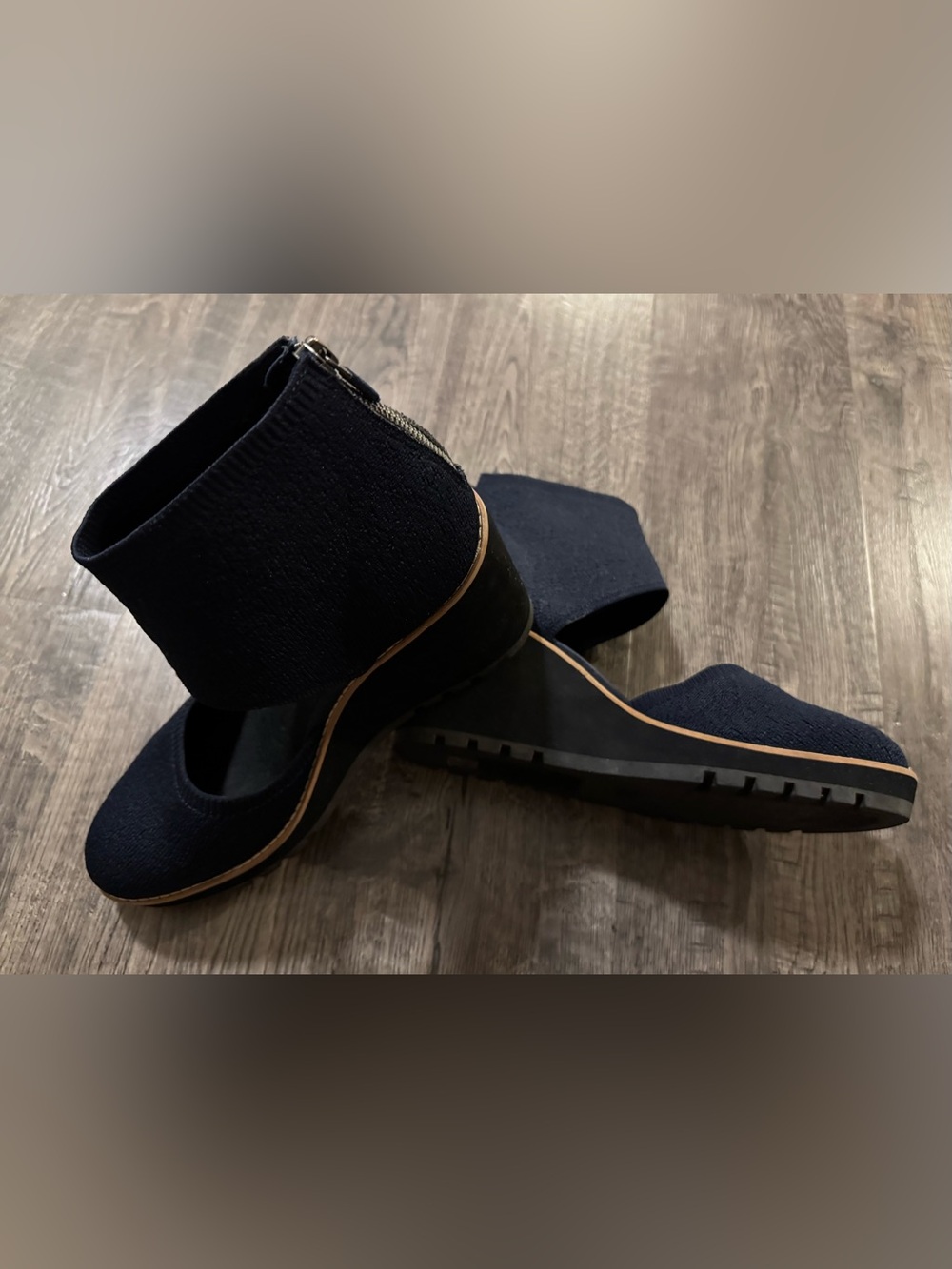 Eileen Fisher Navy Knit Wedge Slide Sandals Size9